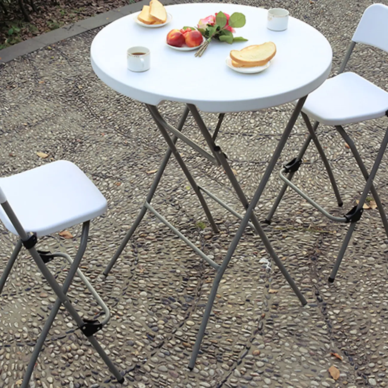 Stylish White Acrylic Top Grey Metal Leg Bar Table Image - 3 | homeyfad