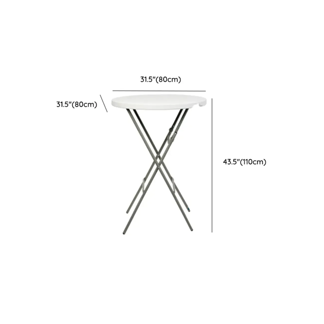 Stylish White Acrylic Top Grey Metal Leg Bar Table #size