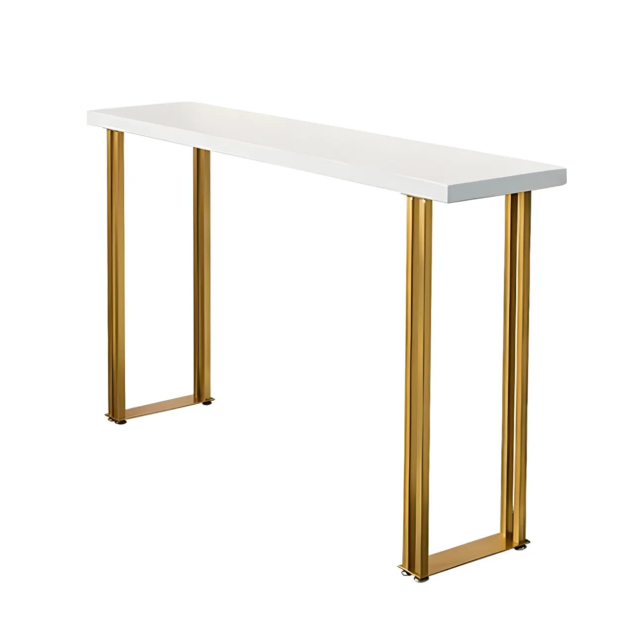 Glam White Wood Gold Iron Sled Bar Tables Image - 5 | homeyfad