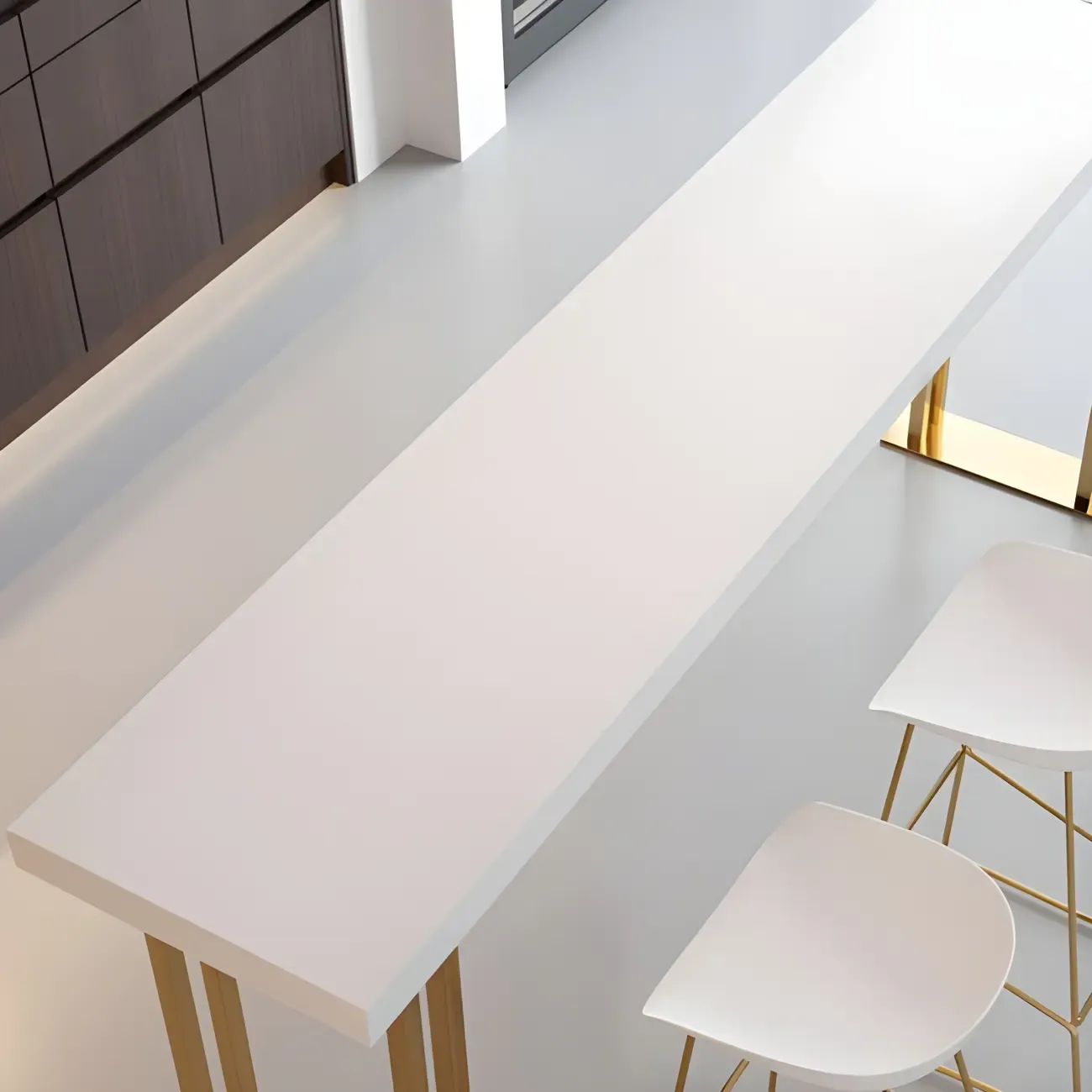 Glam White Wood Gold Iron Sled Bar Tables Image - 6