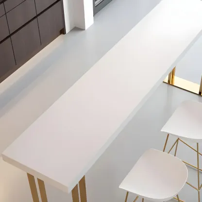 Glam White Wood Gold Iron Sled Bar Tables Image - 6