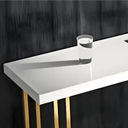 Glam White Wood Gold Iron Sled Bar Tables Image - 7