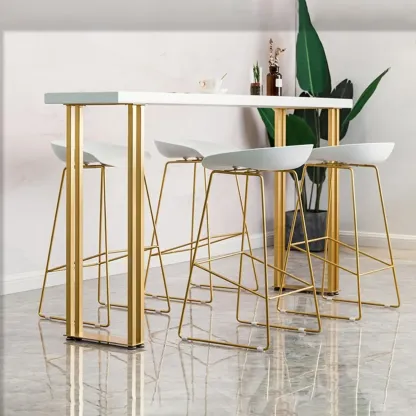 Glam White Wood Gold Iron Sled Bar Tables Image - 8