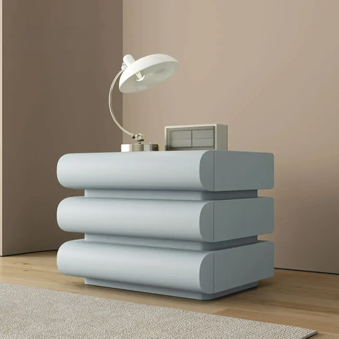 Minimalist Leather Top Wood Frame 3-Drawer Nightstand Image - 13 | homeyfad