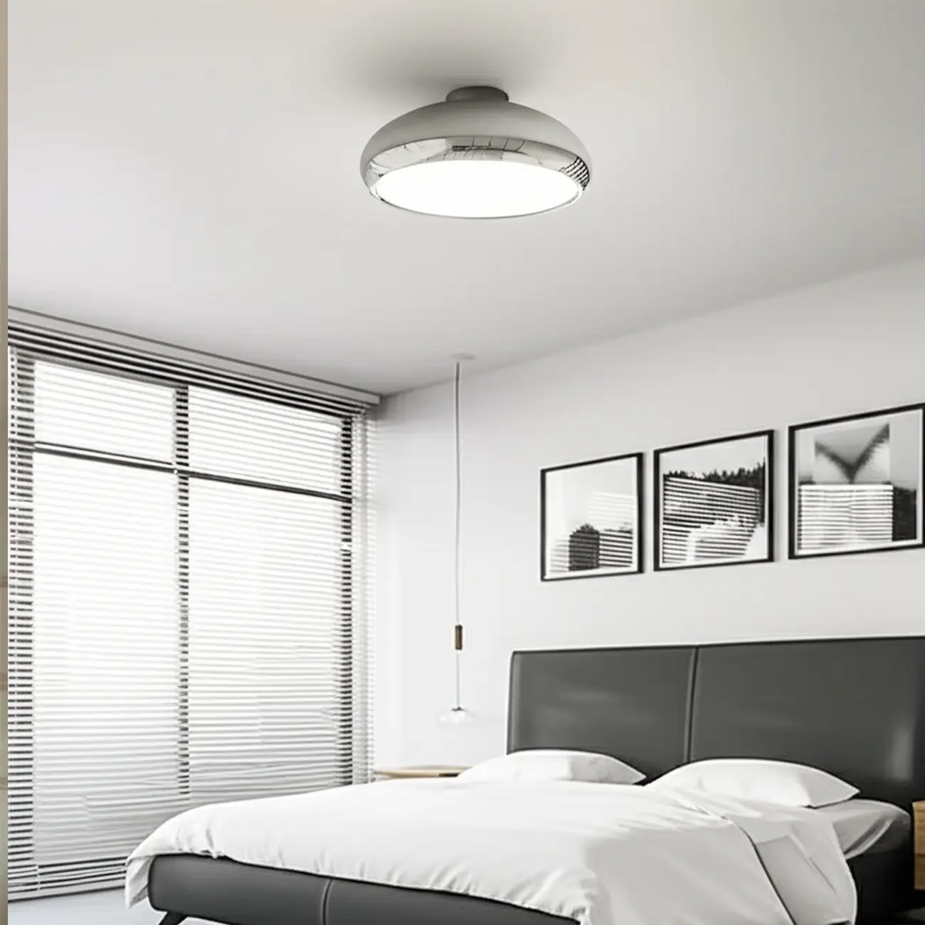 Modern Silver Round Semi Flush Ceiling Light Image - 1 | homeyfad