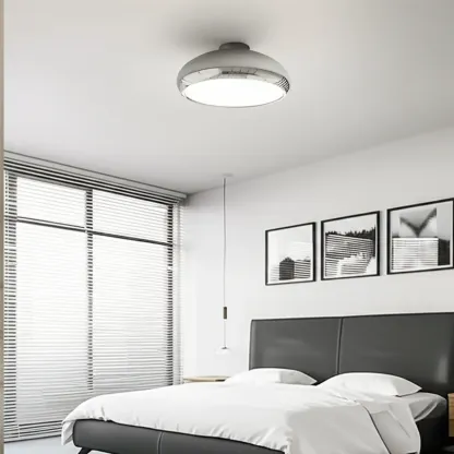 Modern Silver Round Semi Flush Ceiling Light Image - 1