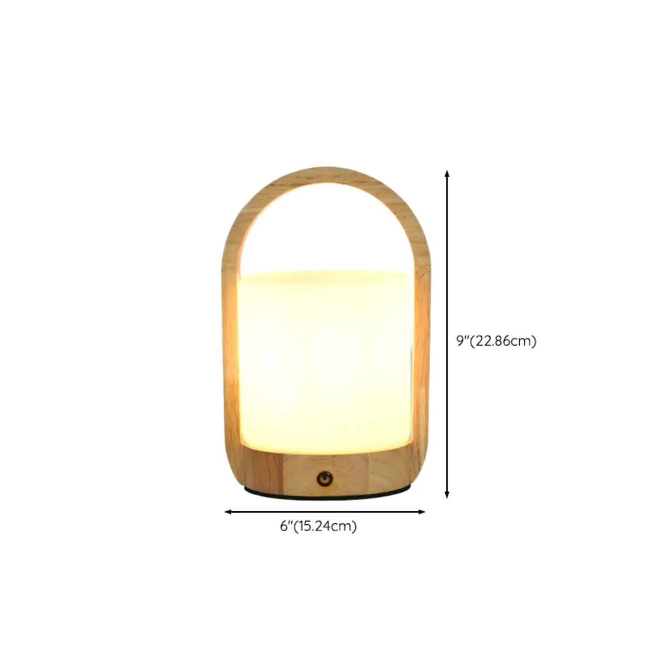 Natural Wood Barrel Glass Shade Cordless Table Lamp #size