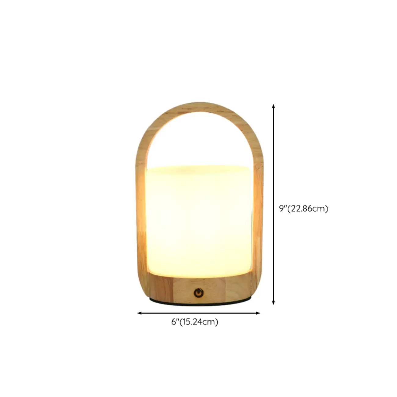 Natural Wood Barrel Glass Shade Cordless Table Lamp #size