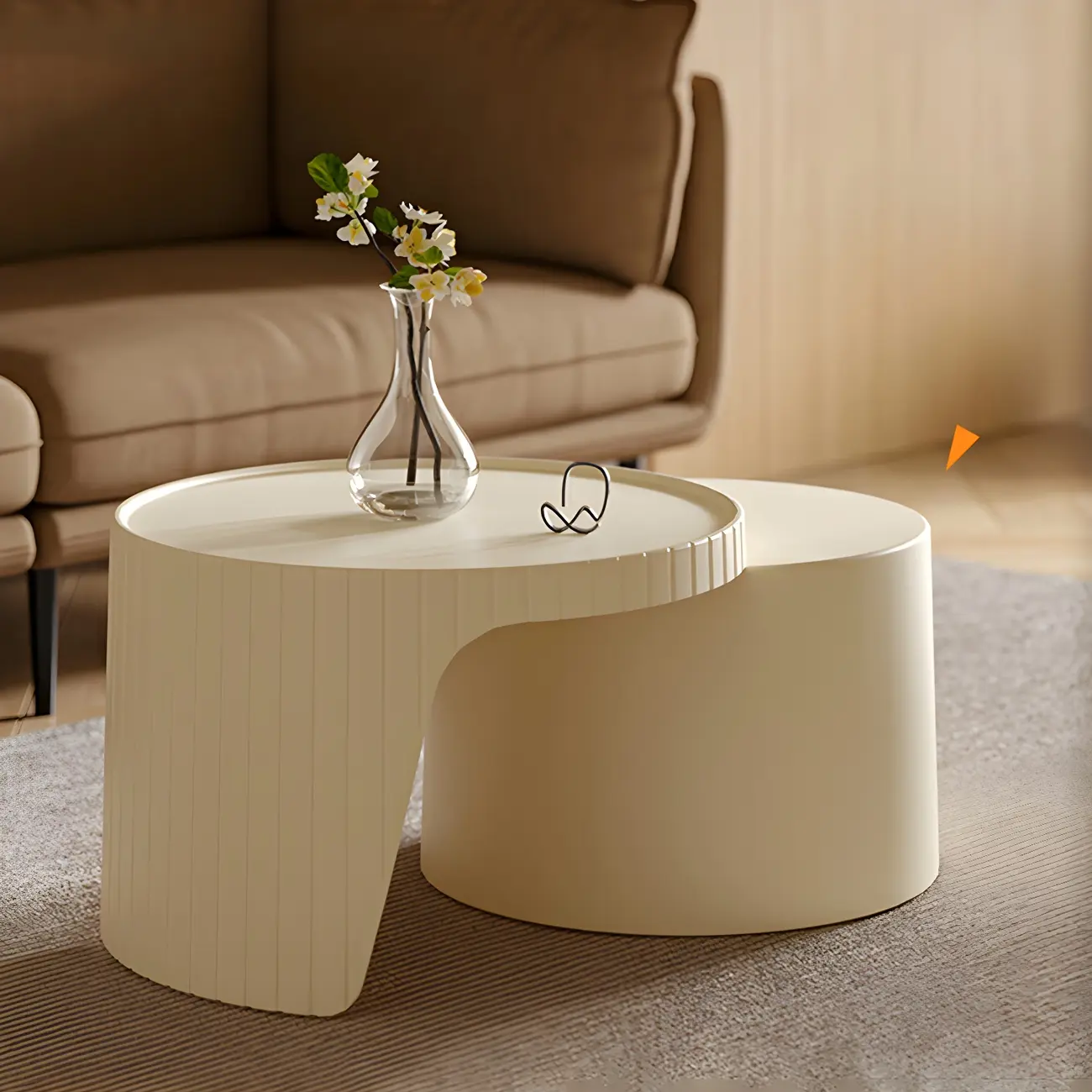 Round Nesting Coffee Table with Durable Acrylic Top and Space-Saving Design Image - 4 | homeyfad