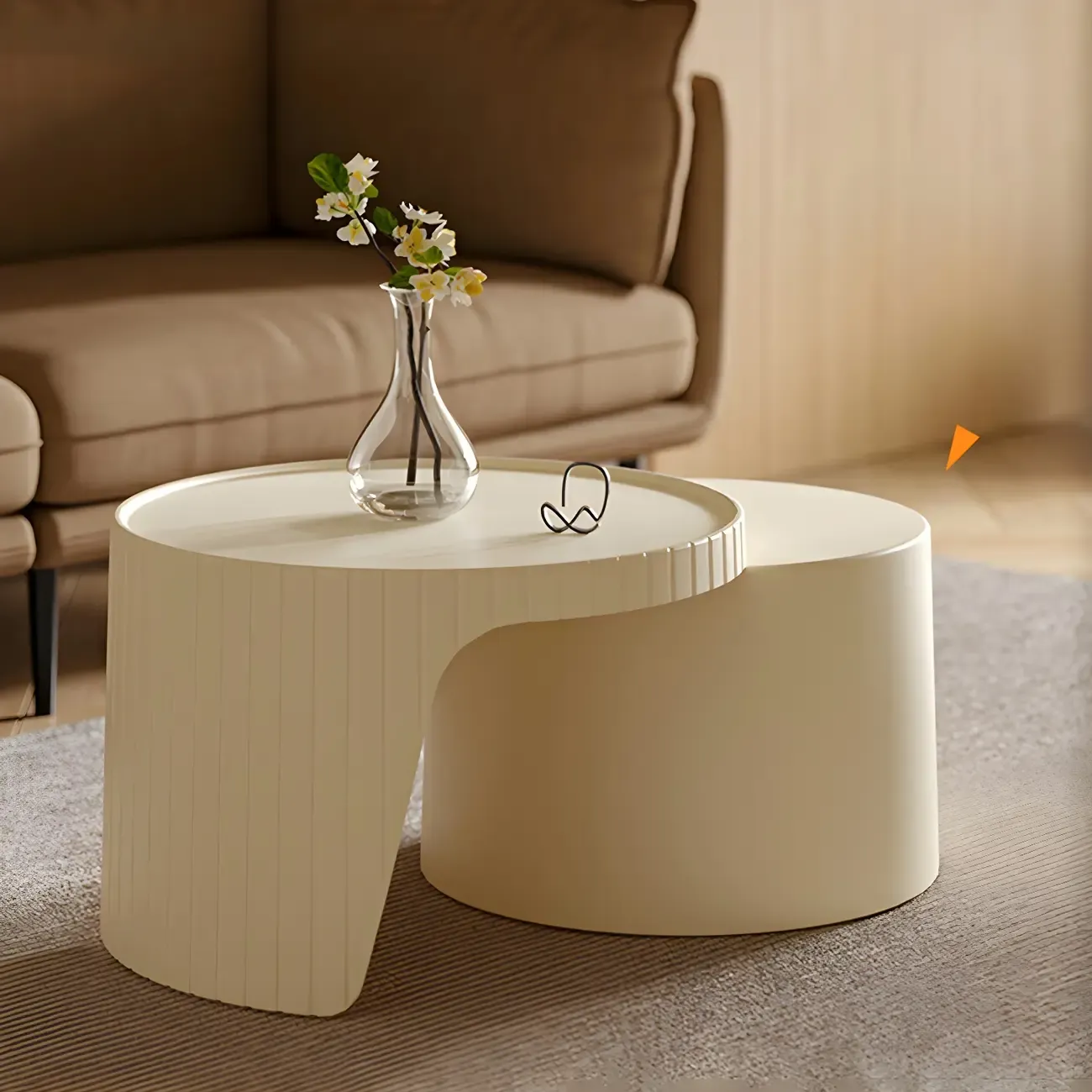Round Nesting Coffee Table with Durable Acrylic Top and Space-Saving Design Image - 4