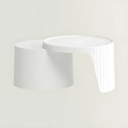 Round Nesting Coffee Table with Durable Acrylic Top and Space-Saving Design Image - 7