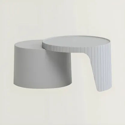 Round Nesting Coffee Table with Durable Acrylic Top and Space-Saving Design Image - 8