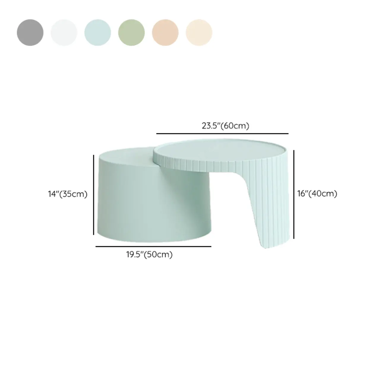 Round Nesting Coffee Table with Durable Acrylic Top and Space-Saving Design #size