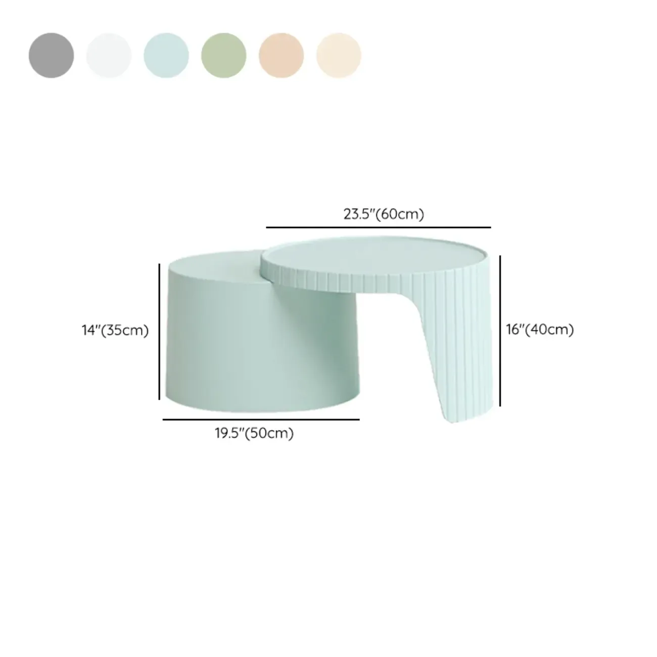 Round Nesting Coffee Table with Durable Acrylic Top and Space-Saving Design #size