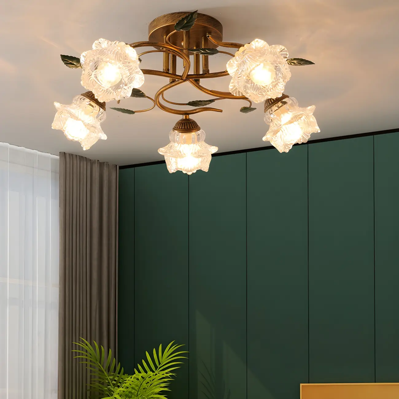 Modern Crystal Semi Flush Ceiling Light for Living Room Image - 1 | homeyfad