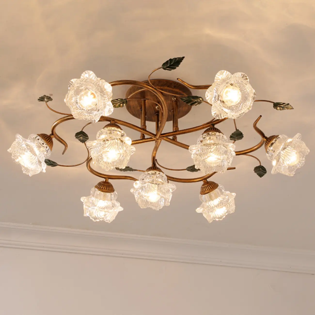 Modern Crystal Semi Flush Ceiling Light for Living Room Image - 6 | homeyfad