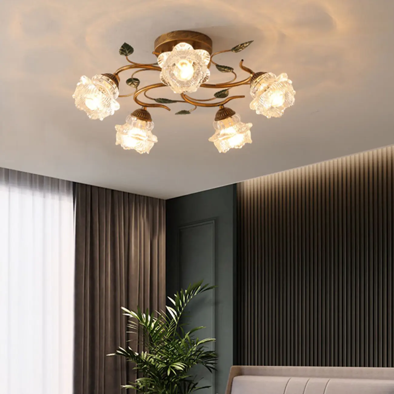 Modern Crystal Semi Flush Ceiling Light for Living Room Image - 11 | homeyfad