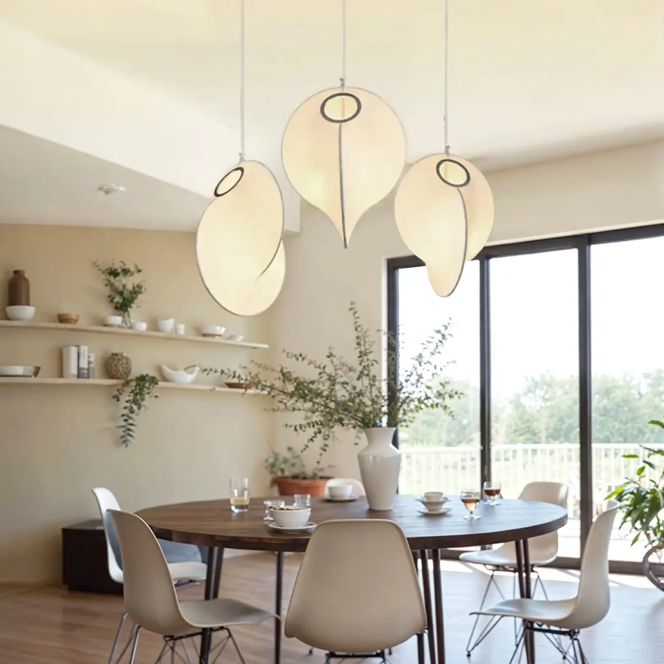 Modern White Fabric Adjustable Living Room Pendant Light Image - 2 | homeyfad