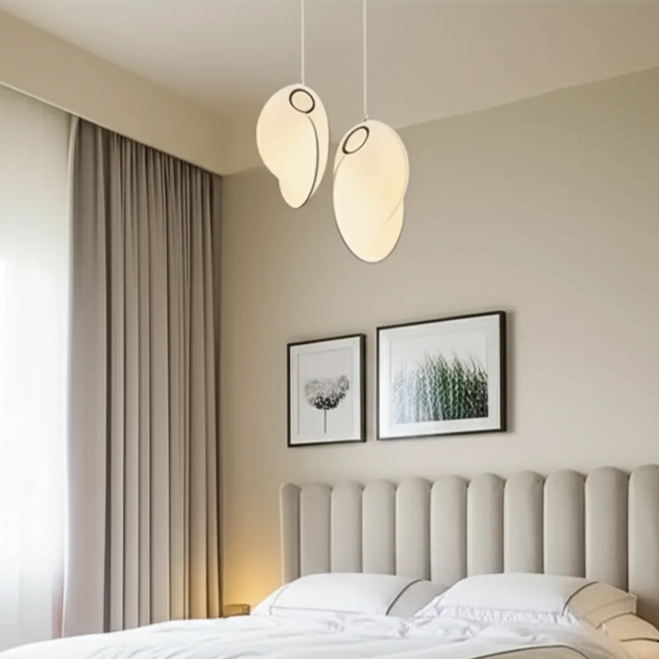 Modern White Fabric Adjustable Living Room Pendant Light Image - 3 | homeyfad