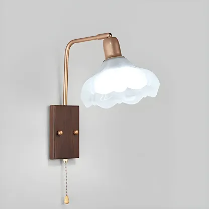 Vintage Walnut Metal Swing Arm Wall Light with Pull Chain Switch Image - 7