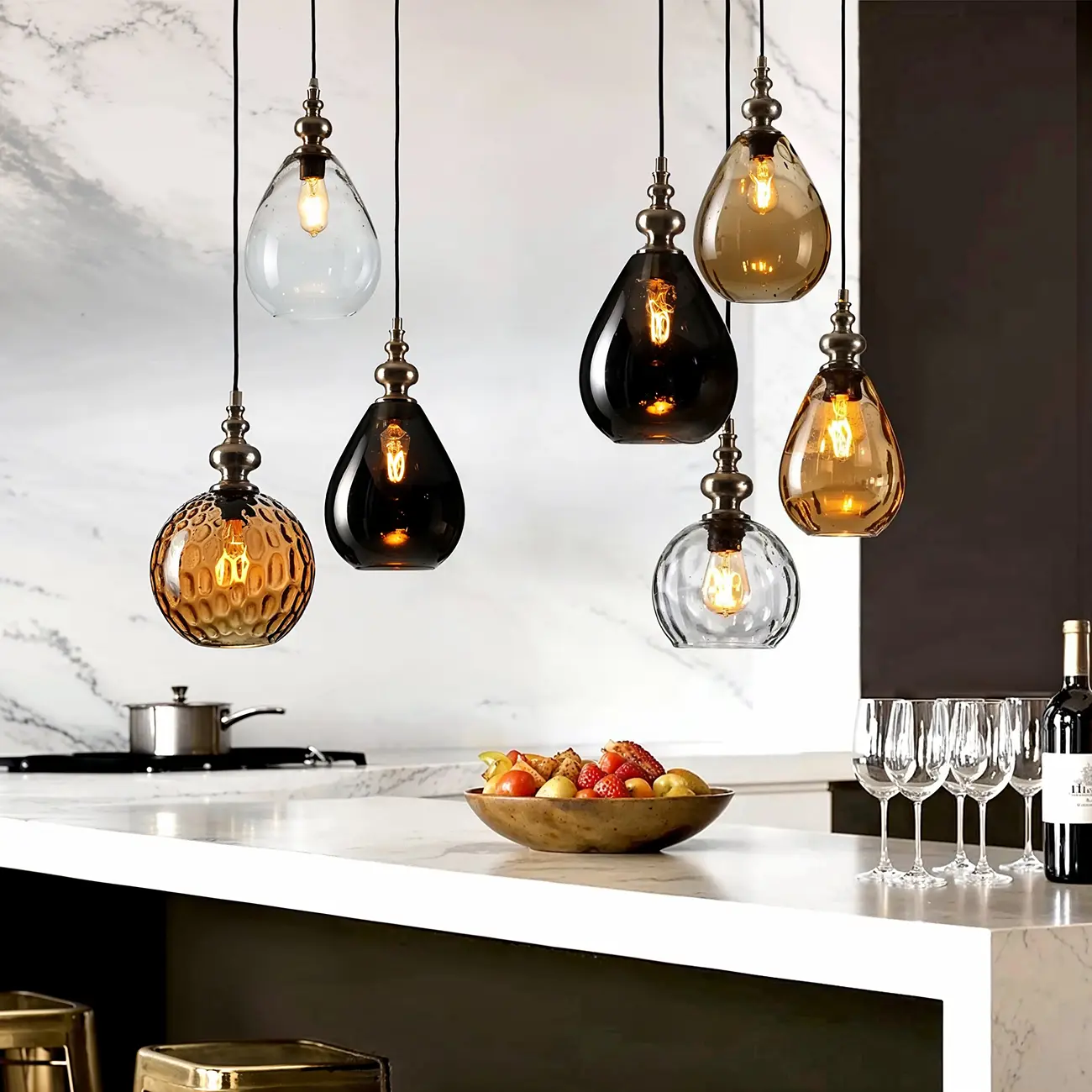 Dune Color Glass Drop Pendant Light for Home Decor Image - 1 | homeyfad