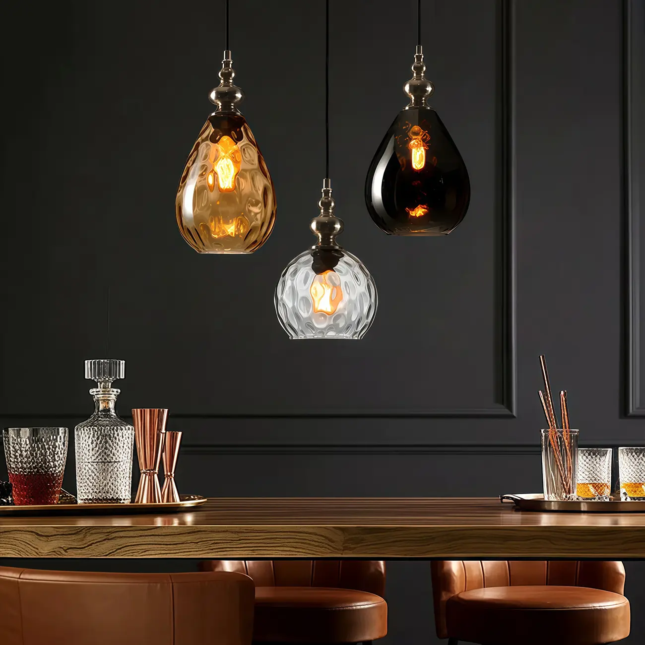 Dune Color Glass Drop Pendant Light for Home Decor Image - 4 | homeyfad