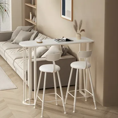 Modern Free Form White Stone Iron Base Bar Tables Image - 1