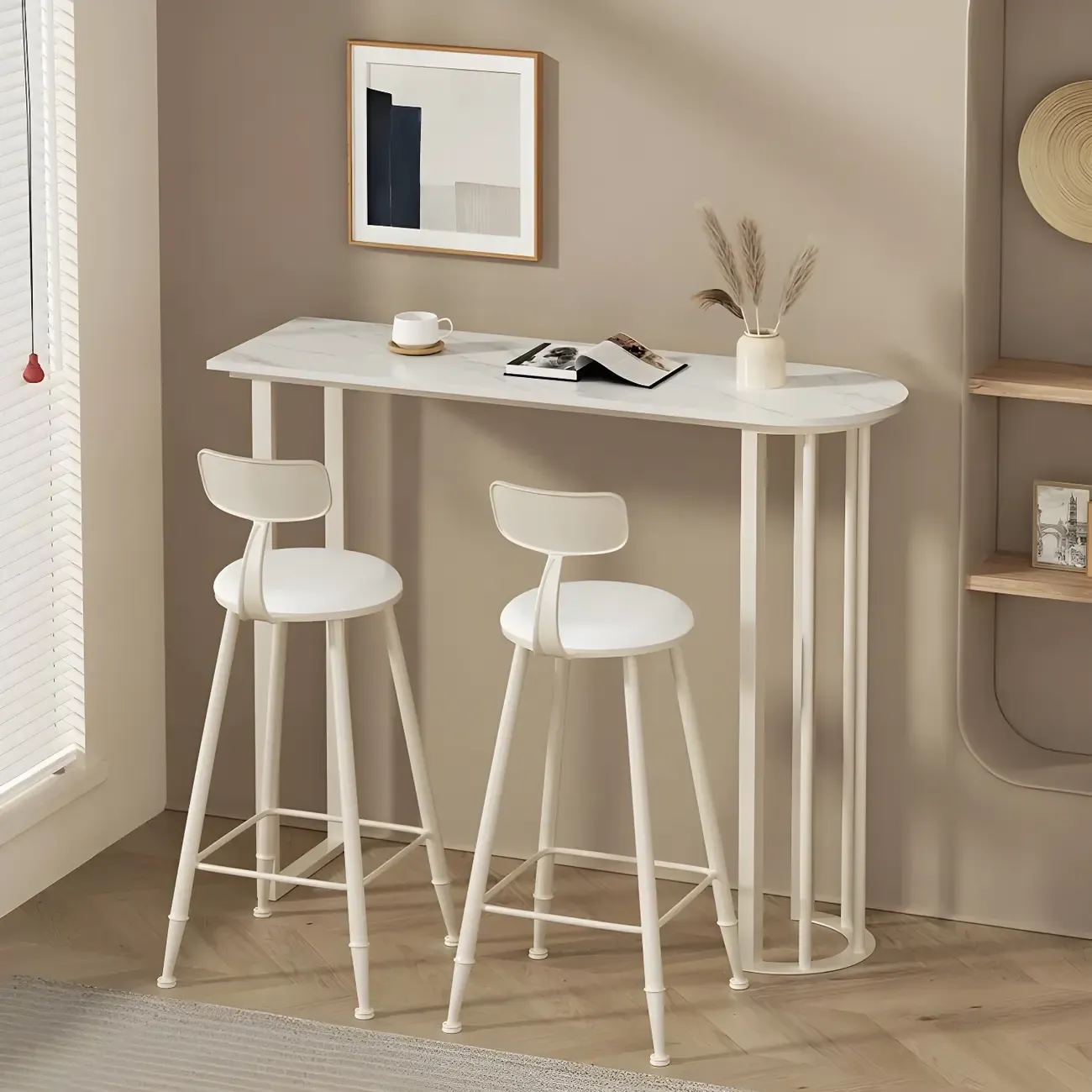 Modern Free Form White Stone Iron Base Bar Tables Image - 4