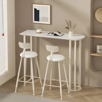 Modern Free Form White Stone Iron Base Bar Tables Image - 4