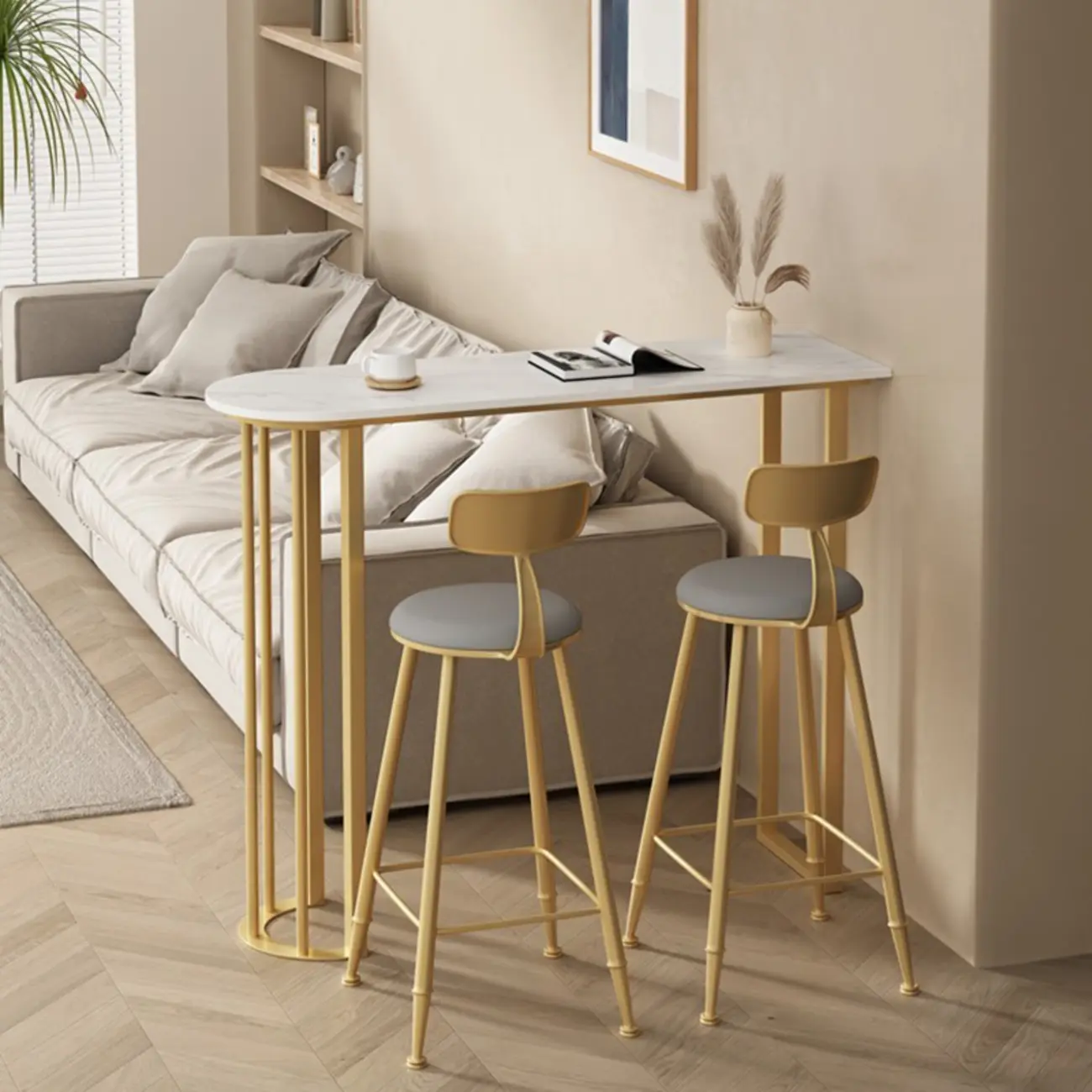 Modern Free Form White Stone Iron Base Bar Tables Image - 5 | homeyfad