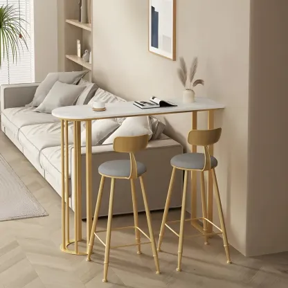 Modern Free Form White Stone Iron Base Bar Tables Image - 6