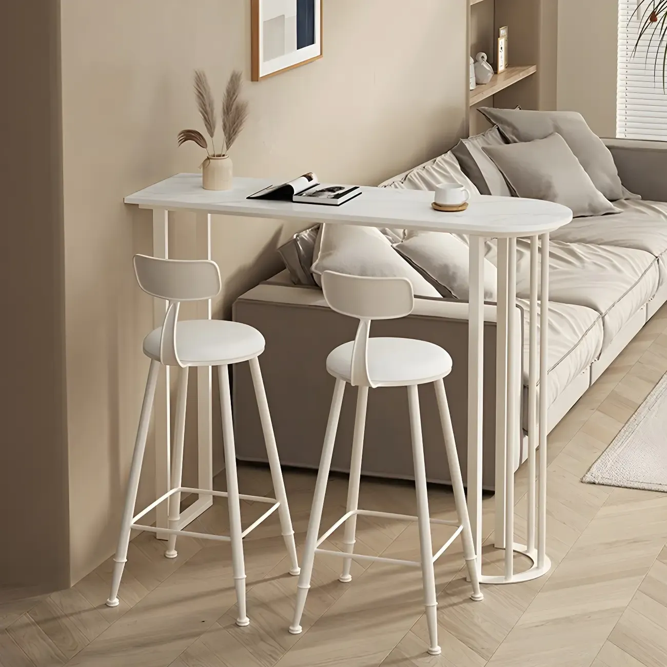 Modern Free Form White Stone Iron Base Bar Tables Image - 7