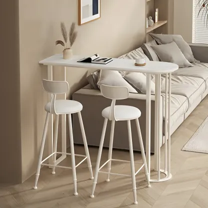 Modern Free Form White Stone Iron Base Bar Tables Image - 7