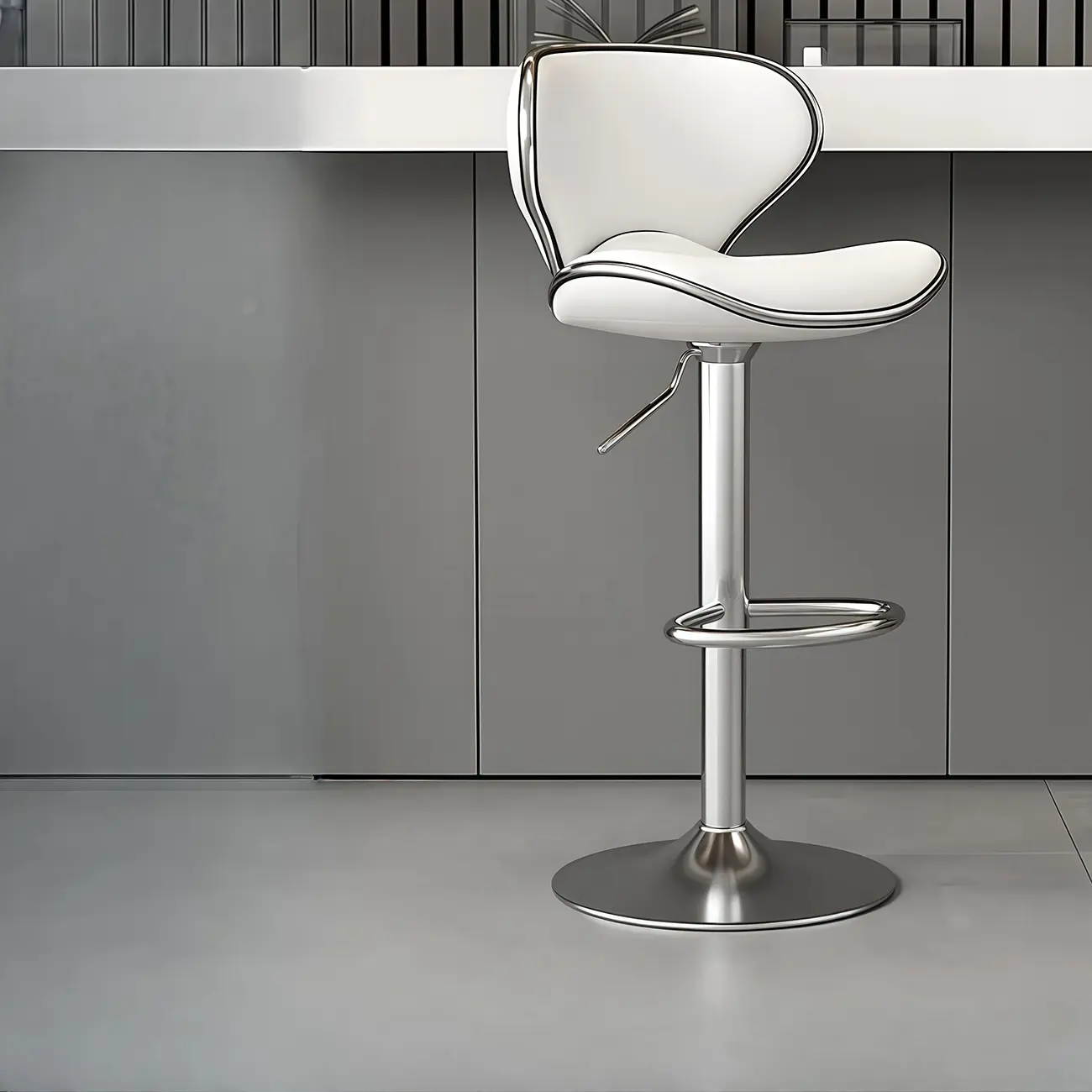 Leather Cushioned Saddle Swivel Adjustable Bar Stool Image - 4 | homeyfad