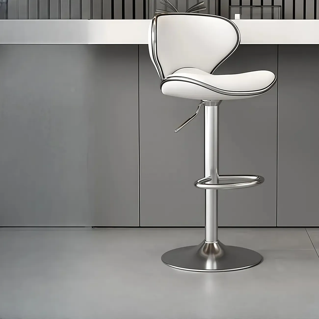 Leather Cushioned Saddle Swivel Adjustable Bar Stool Image - 4