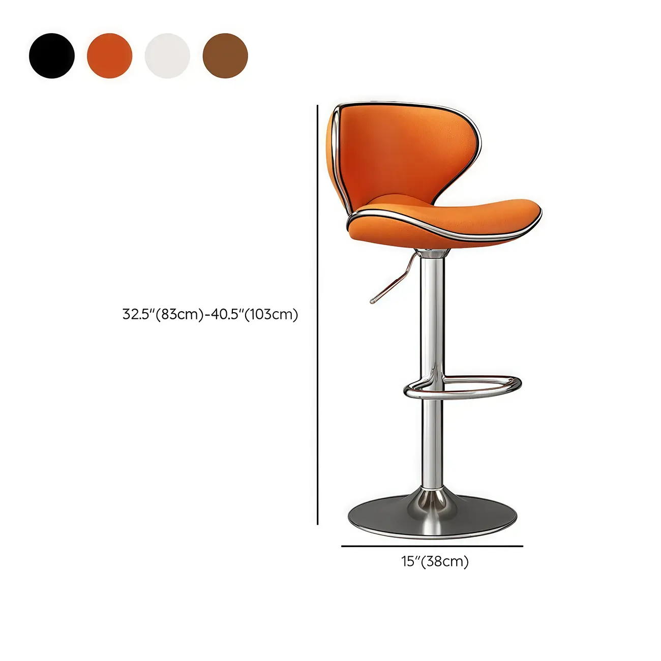 Leather Cushioned Saddle Swivel Adjustable Bar Stool #size