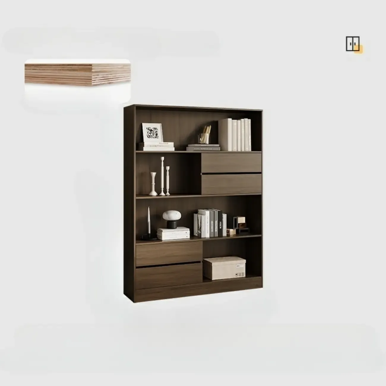 Contemporary Wood Multi-Shelf Black Storage Bookcase Image - 3