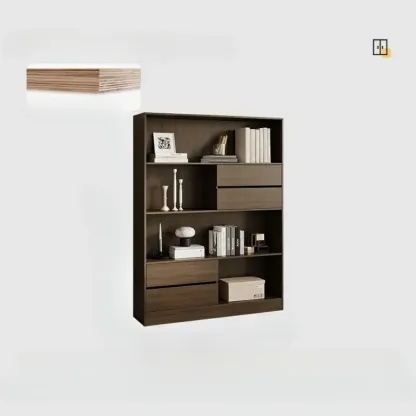Contemporary Wood Multi-Shelf Black Storage Bookcase Image - 3