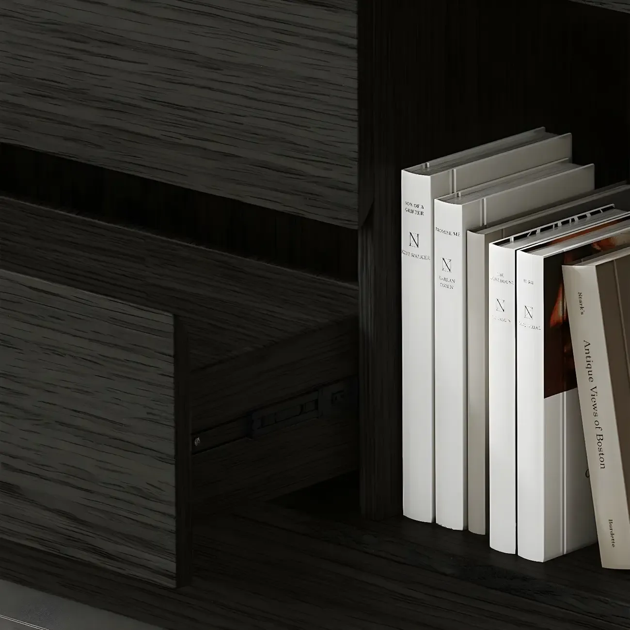 Contemporary Wood Multi-Shelf Black Storage Bookcase Image - 10