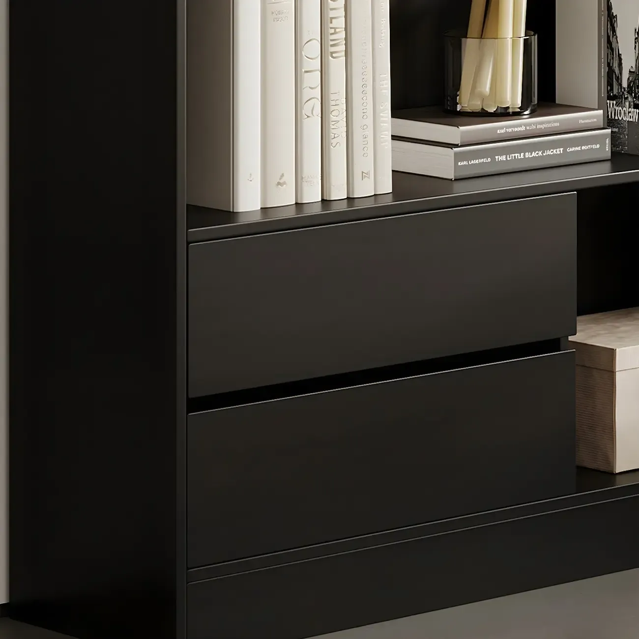 Contemporary Wood Multi-Shelf Black Storage Bookcase Image - 11