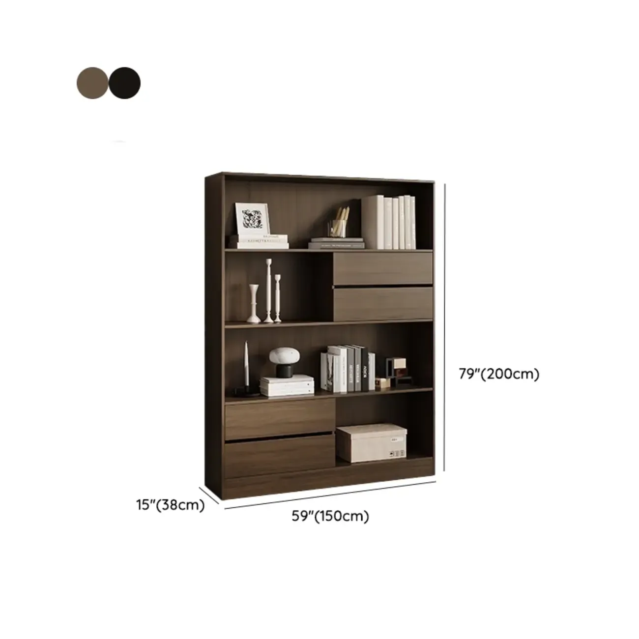 Contemporary Wood Multi-Shelf Black Storage Bookcase Image - 13