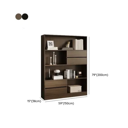Contemporary Wood Multi-Shelf Black Storage Bookcase Image - 13