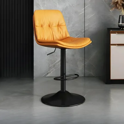 Modern Leather Adjustable Armless Bar Stools for Home Bar Image - 4