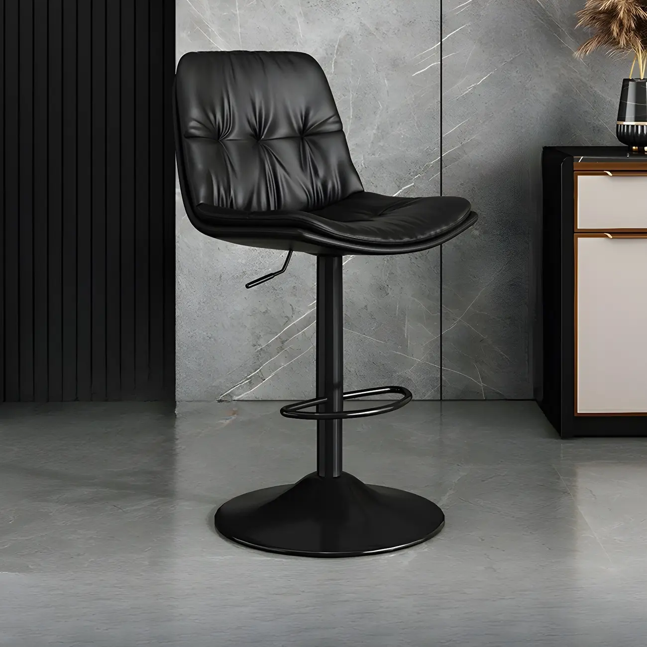Modern Leather Adjustable Armless Bar Stools for Home Bar Image - 6 | homeyfad