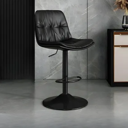 Modern Leather Adjustable Armless Bar Stools for Home Bar Image - 6