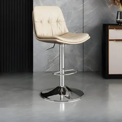 Modern Leather Adjustable Armless Bar Stools for Home Bar Image - 7