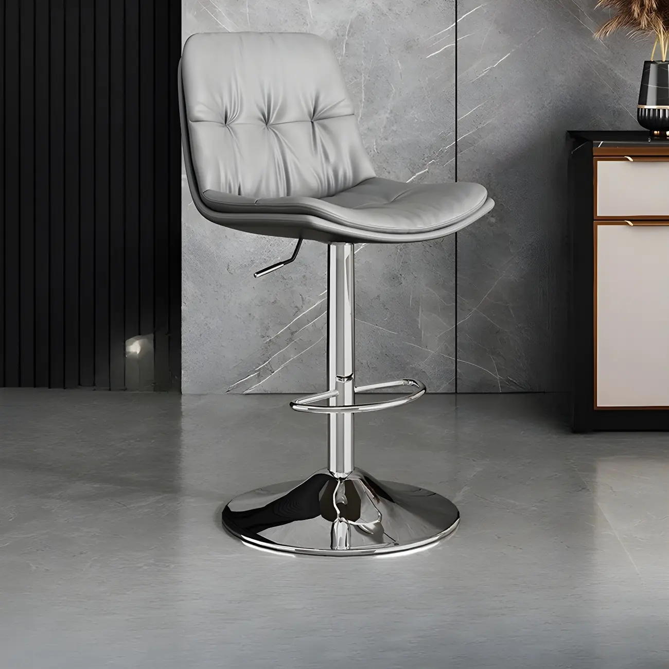 Modern Leather Adjustable Armless Bar Stools for Home Bar Image - 10 | homeyfad