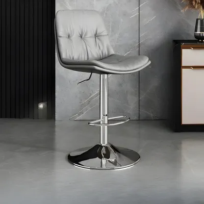 Modern Leather Adjustable Armless Bar Stools for Home Bar Image - 10