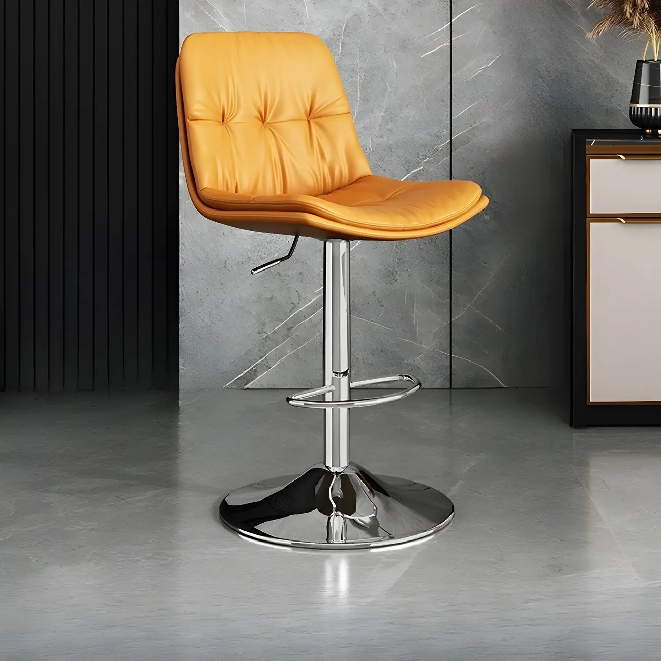 Modern Leather Adjustable Armless Bar Stools for Home Bar Image - 12 | homeyfad