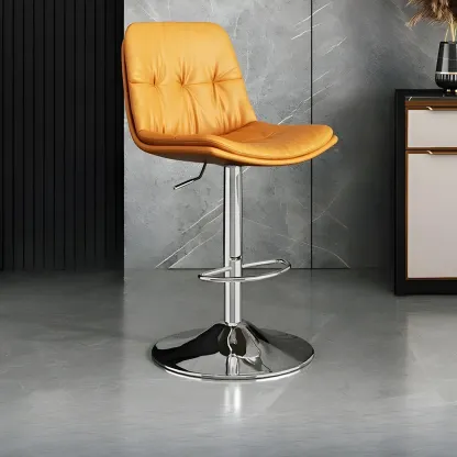 Modern Leather Adjustable Armless Bar Stools for Home Bar Image - 12